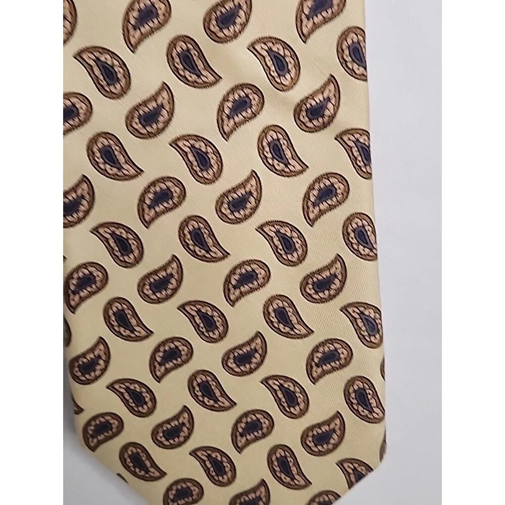 Vintage Liberty Of London 100% Cotton Tie Luxury Floral Paisley Yellow Designer